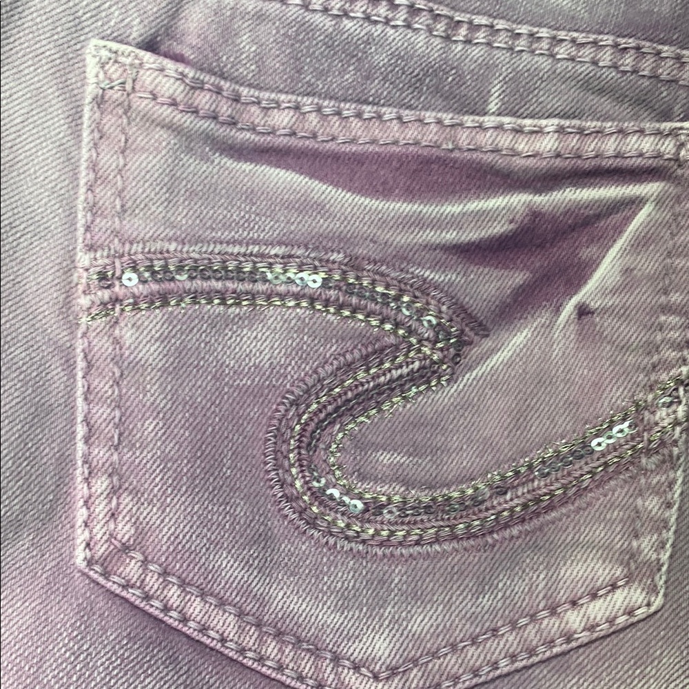 Silver Jeans Distressed Purple Suki Denim Capri  size 29